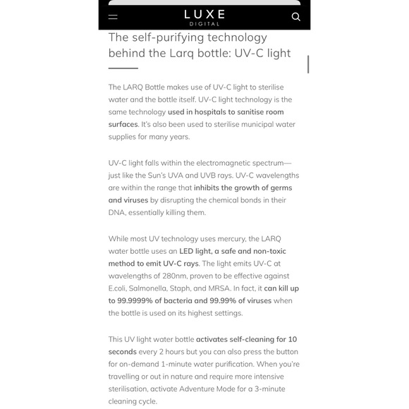 LARQ water bottle - Picture 8 of 12